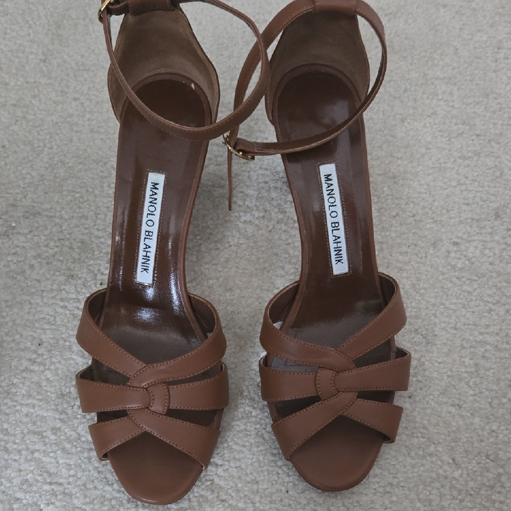 Manolo Blahnik Tan Strappy Heels